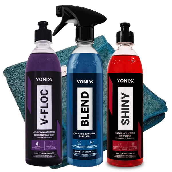 Combo Brilho Total Vonixx V-floc Blend Spray Shiny Toalha Secagem (Ref. 3352/2588/3401/3810)