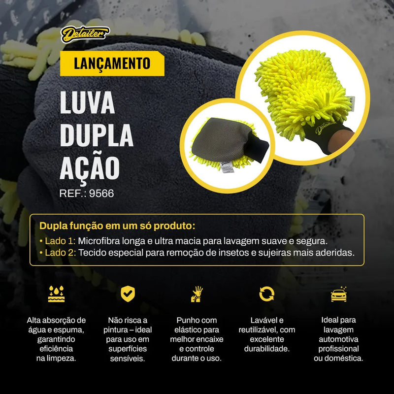 Luva Premium Loop Dupla Face de Microfibra 2 em 1 Detailer